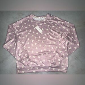 Z Supply Z Lounge Pink and White Heart Pajama Top